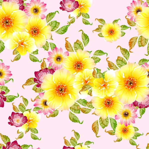 Vector Illustration Bright Flowers Pattern Background — Stock Vector