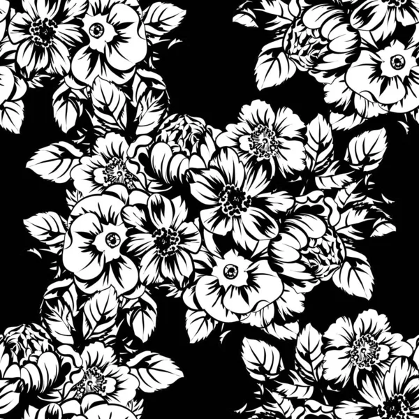 Illustration Vectorielle Fleurs Vintage Motif Fond — Image vectorielle