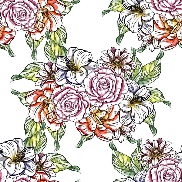 Vektor Illustration Von Hellen Blumen Muster Hintergrund — Stockvektor