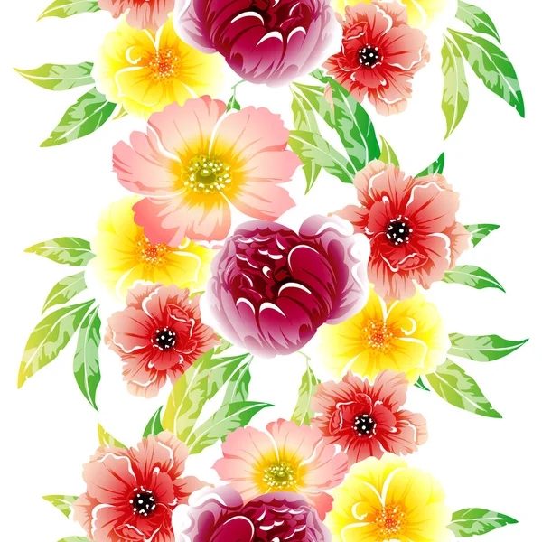 Illustration Vectorielle Fleurs Vives Motif Fond — Image vectorielle