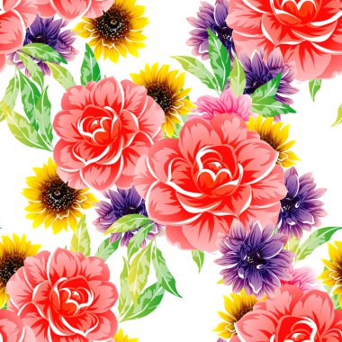 vektör çizim parlak çiçek desen arka plan