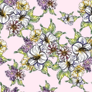 vektör çizim parlak çiçek desen arka plan