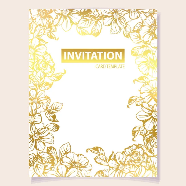 Illustration Vectorielle Carte Invitation Rétro Motif Fleurs Style Vintage — Image vectorielle