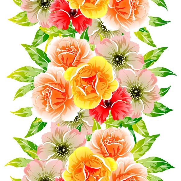 Vector Illustration Bright Flowers Pattern Background — Stock Vector