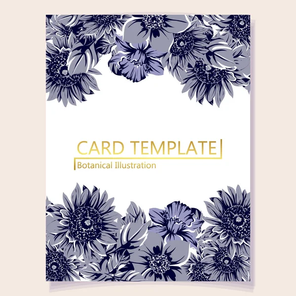 レトロな招待状 ビンテージ スタイルの花パターンのベクトル イラスト — ストックベクタ