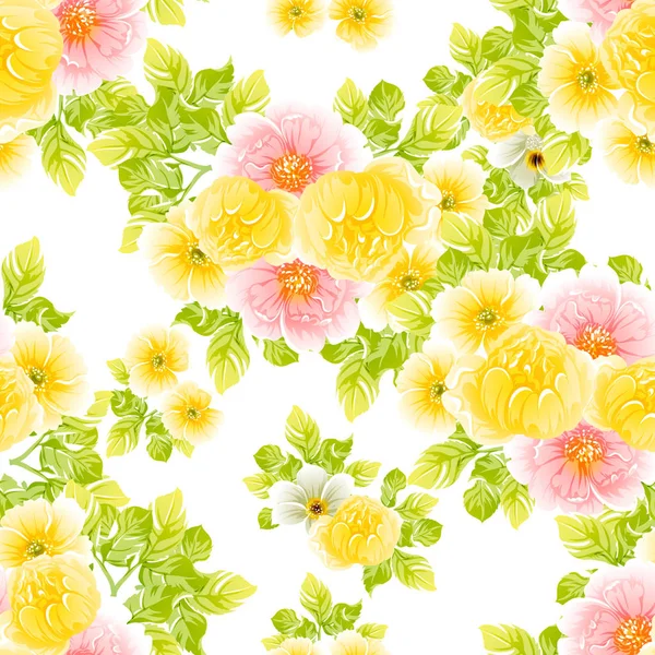 Vector Illustration Bright Flowers Pattern Background — Stock Vector