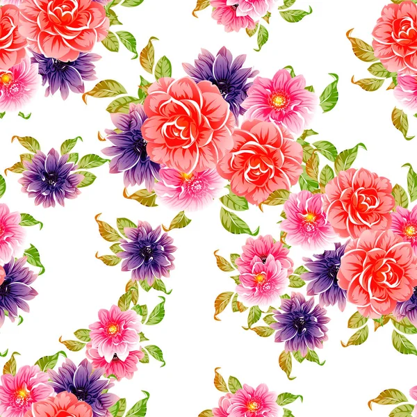 Ilustração Vetorial Fundo Padrão Flores Brilhantes —  Vetores de Stock