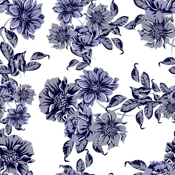 Illustration Vectorielle Fleurs Vintage Motif Fond — Image vectorielle