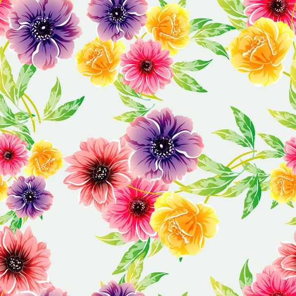 Vector Ilustración Flores Brillantes Patrón Fondo — Vector de stock