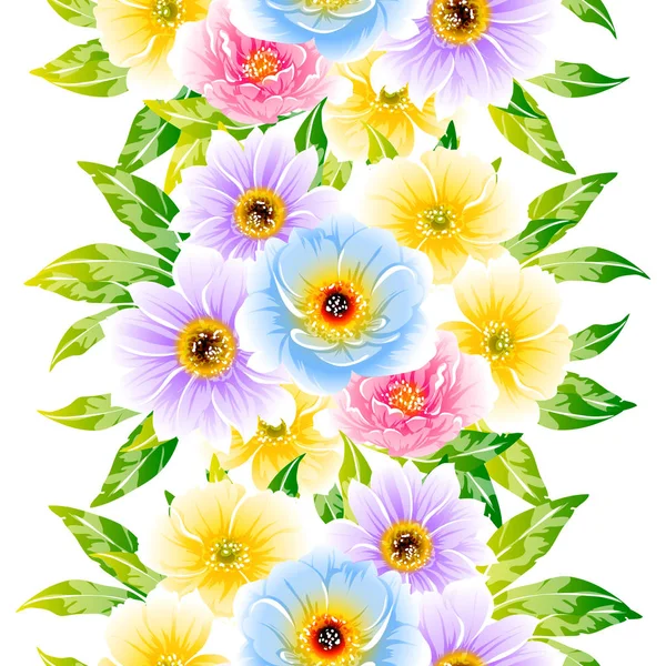 Vector Ilustración Flores Brillantes Patrón Fondo — Archivo Imágenes Vectoriales