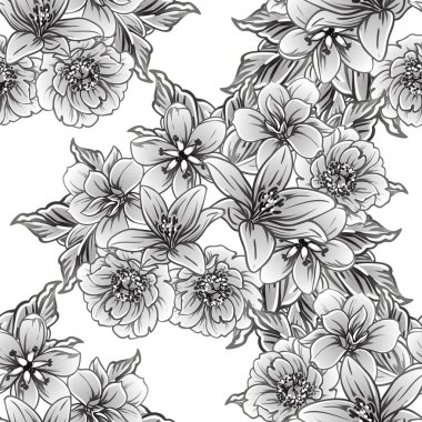 vintage çiçek desen arka plan vektör çizim