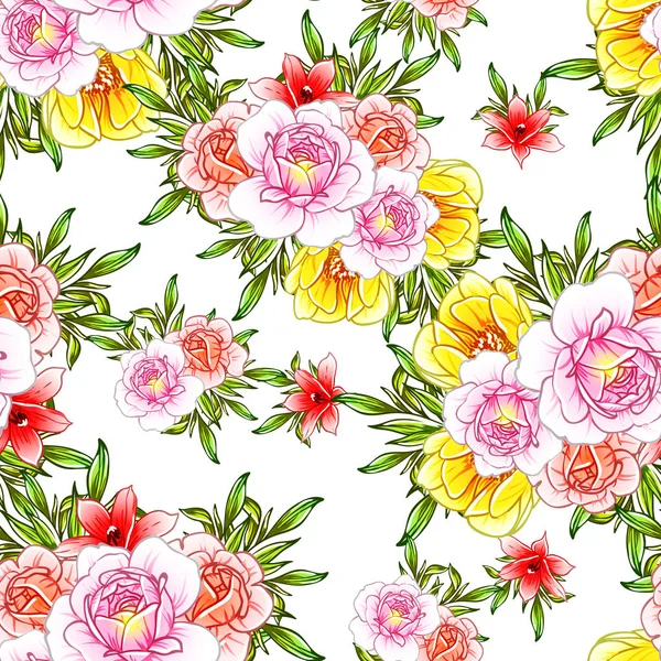 Vektor Illustration Von Hellen Blumen Muster Hintergrund — Stockvektor