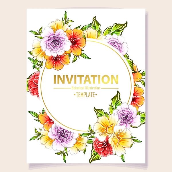 Vector Ilustración Tarjeta Invitación Colores Patrón Flores Estilo Vintage — Archivo Imágenes Vectoriales