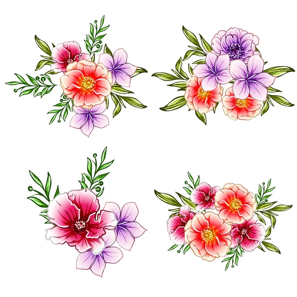 Illustration Vectorielle Fleurs Vives Motif Fond — Image vectorielle