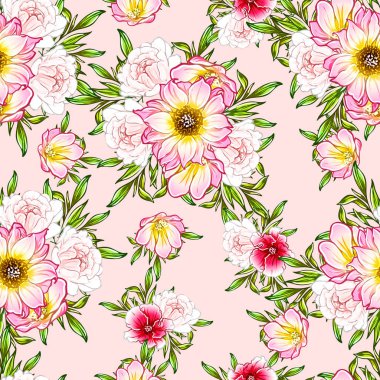 vektör çizim parlak çiçek desen arka plan