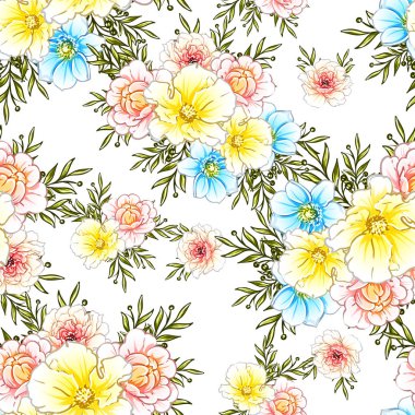 vektör çizim parlak çiçek desen arka plan