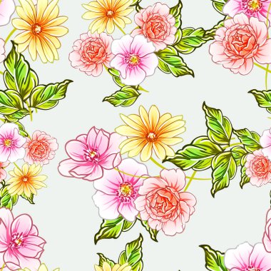vektör çizim parlak çiçek desen arka plan
