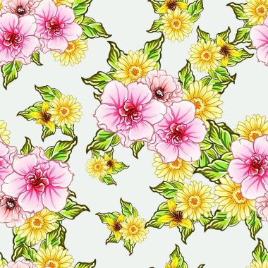 vektör çizim parlak çiçek desen arka plan