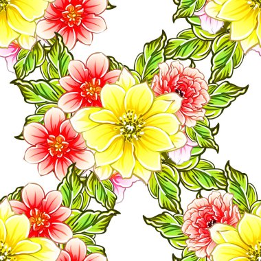 vektör çizim parlak çiçek desen arka plan
