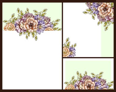 renkli davetiye, vintage tarzı çiçek desen vektör çizim