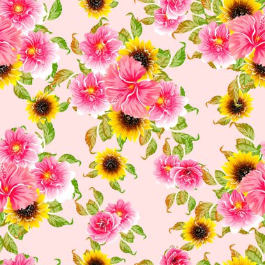 vektör çizim parlak çiçek desen arka plan