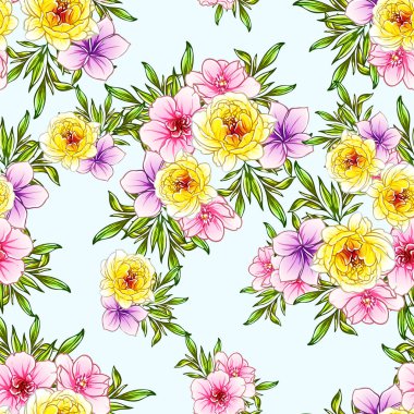 vektör çizim parlak çiçek desen arka plan