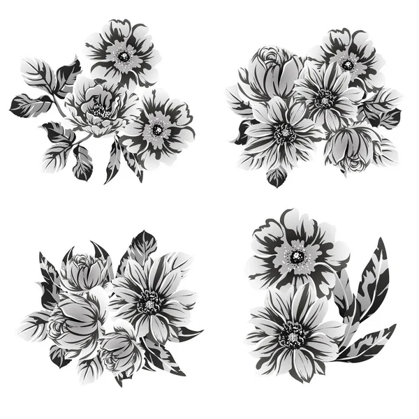 Vector Ilustración Flores Vintage Patrón Fondo — Archivo Imágenes Vectoriales