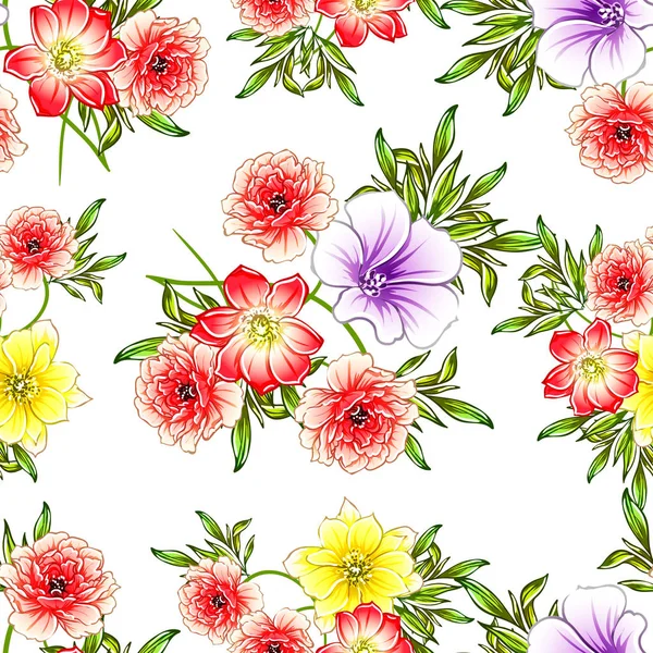 Vector Illustration Bright Flowers Pattern Background — Stock Vector