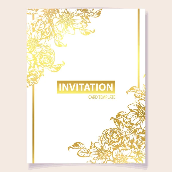 Illustration Vectorielle Carte Invitation Rétro Motif Fleurs Style Vintage — Image vectorielle