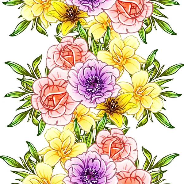 Ilustração Vetorial Fundo Padrão Flores Brilhantes — Vetor de Stock