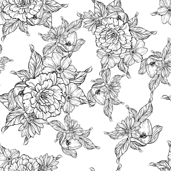 vector illustration of vintage flowers pattern background