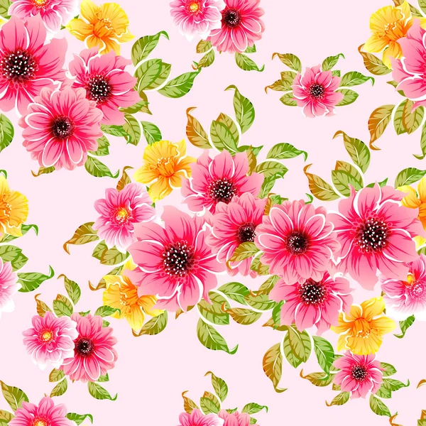 Vector Illustration Bright Flowers Pattern Background — Stock Vector