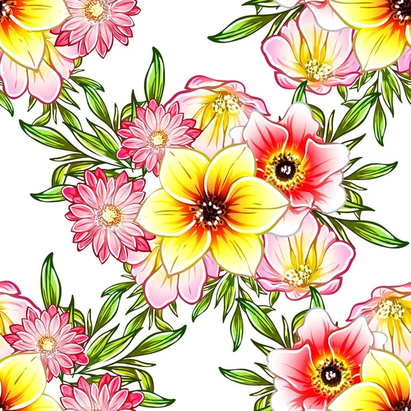 Vektor Illustration Von Hellen Blumen Muster Hintergrund — Stockvektor