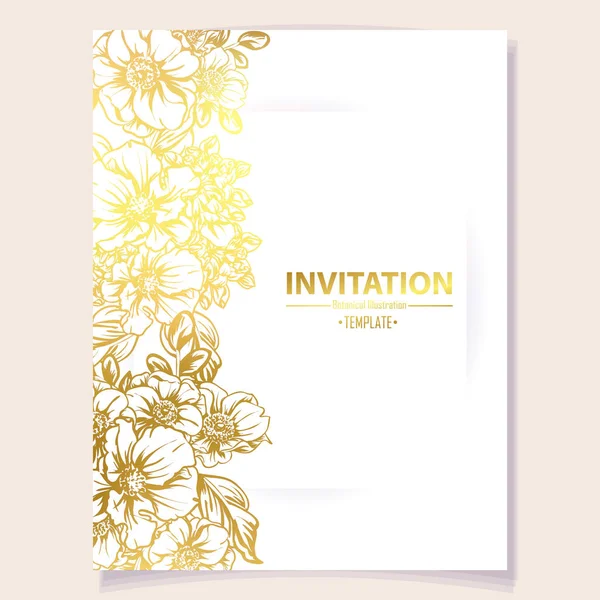 Illustration Vectorielle Carte Invitation Rétro Motif Fleurs Style Vintage — Image vectorielle