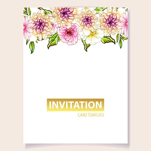 Illustration Vectorielle Carte Invitation Colorée Motif Fleurs Style Vintage — Image vectorielle