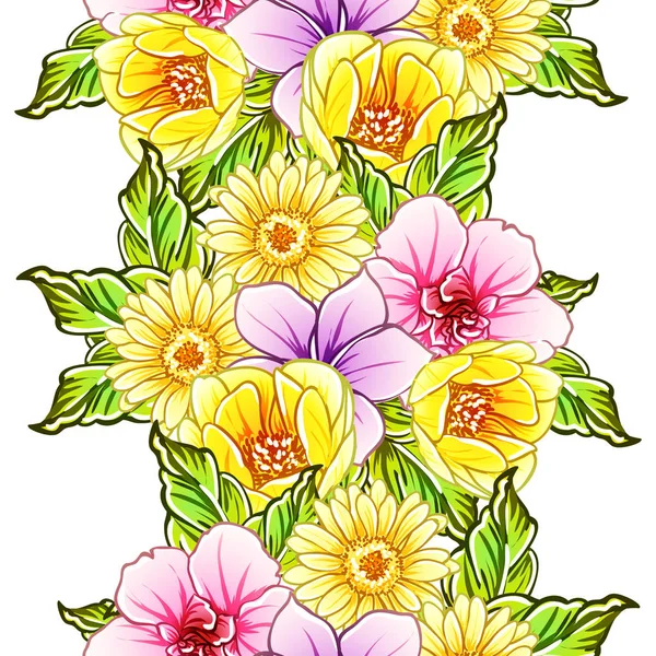 Illustrazione Vettoriale Fiori Luminosi Modello Sfondo — Vettoriale Stock