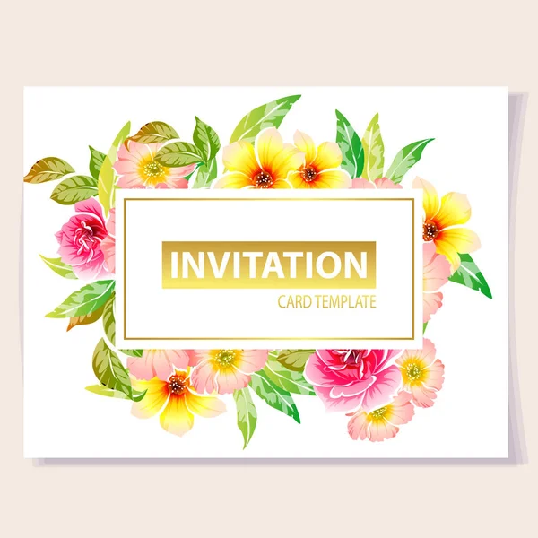 Vector Ilustración Tarjeta Invitación Colores Patrón Flores Estilo Vintage — Vector de stock