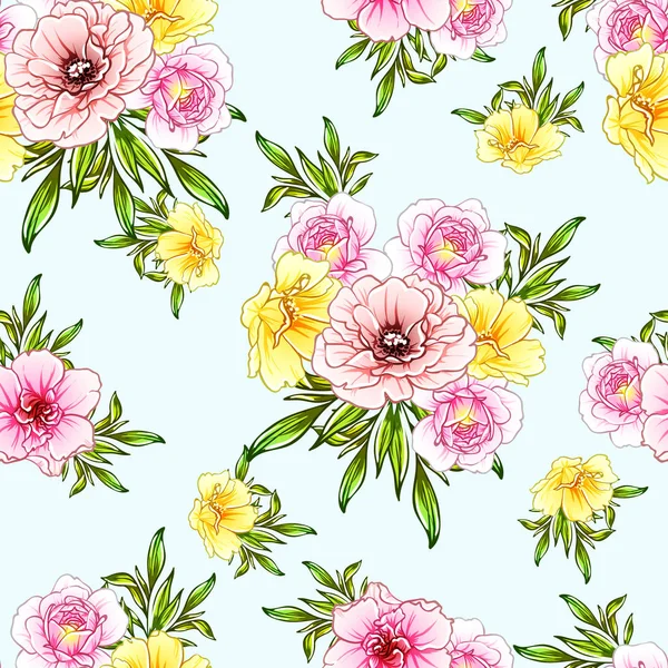 Vektor Illustration Von Hellen Blumen Muster Hintergrund — Stockvektor