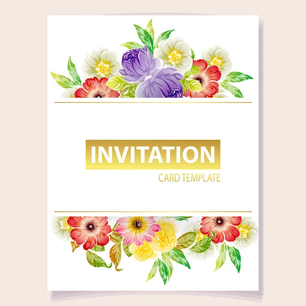 Illustration Vectorielle Carte Invitation Colorée Motif Fleurs Style Vintage — Image vectorielle