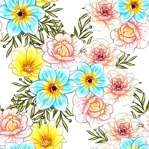 Vektor Illustration Von Hellen Blumen Muster Hintergrund — Stockvektor