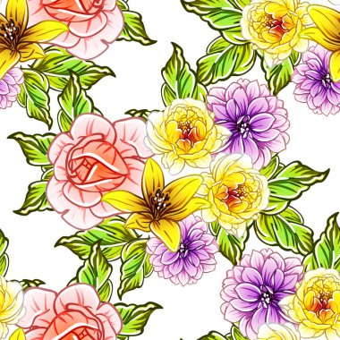vektör çizim parlak çiçek desen arka plan
