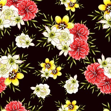 vektör çizim parlak çiçek desen arka plan