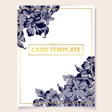 retro davetiye, vintage tarzı çiçek desen vektör çizim