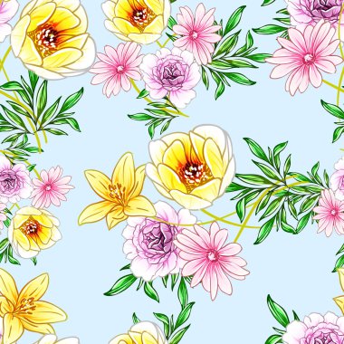 vektör çizim parlak çiçek desen arka plan
