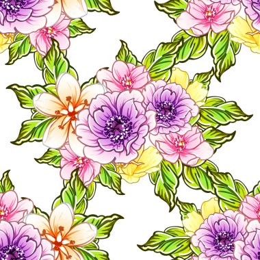vektör çizim parlak çiçek desen arka plan