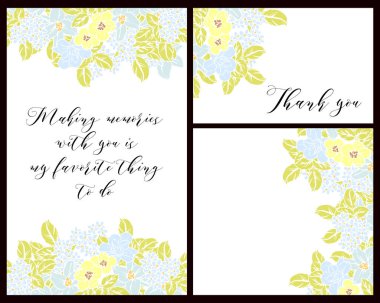 renkli davetiye, vintage tarzı çiçek desen vektör çizim