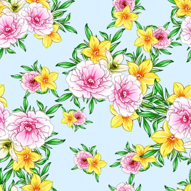 vektör çizim parlak çiçek desen arka plan