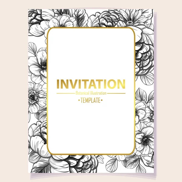 Vektorillustration Der Retro Einladungskarte Blumenmuster Vintage Stil — Stockvektor