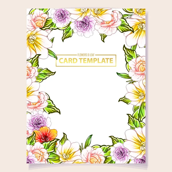 Illustration Vectorielle Carte Invitation Colorée Motif Fleurs Style Vintage — Image vectorielle