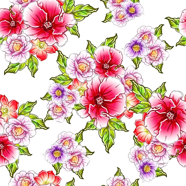 Vektor Illustration Von Hellen Blumen Muster Hintergrund — Stockvektor